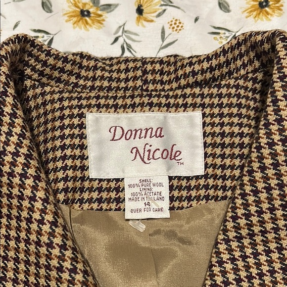 Donna Nicole Houndstooth Design Pure Wool Blazer - Picture 3 of 7